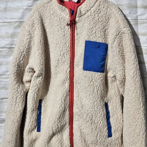 Cream Lego Sherpa Jacket with Red Trim and Blue Accents Kids - Picture 3 of 9